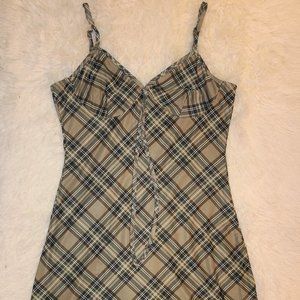 Green Plaid Spaghetti strap Dress